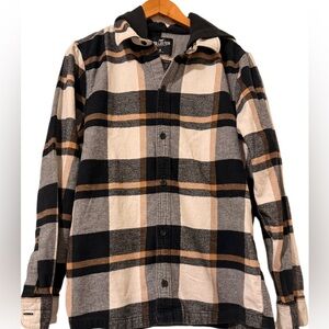Hollister Men’s Plaid Hooded Flannel Shacket M • Embroidered Hollister Logo
